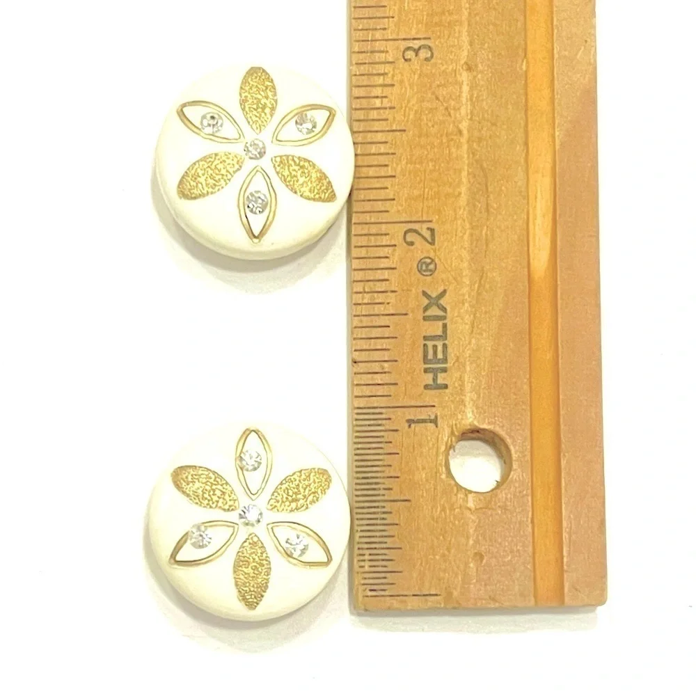 3/$18 Magnetic Earrings Button Gold Metallic Daisy Non-Pierced Rhinestones